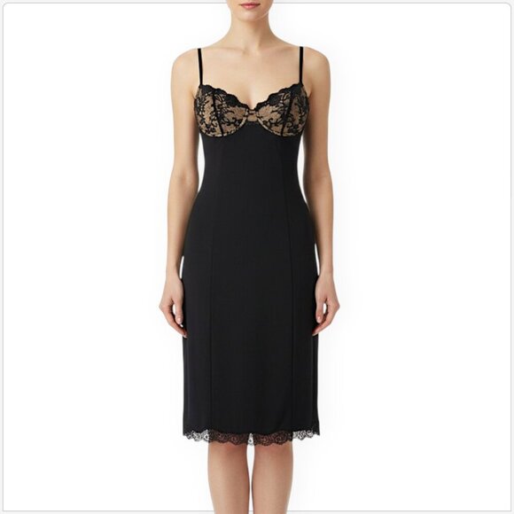 Cosabella Black Lace Trim Underwire Slip Bodycon Sexy Dress Cocktail Size 3  34C - Picture 1 of 5